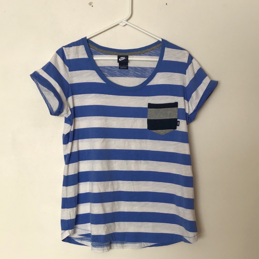 Nike cotton blue and white striped t-shirt